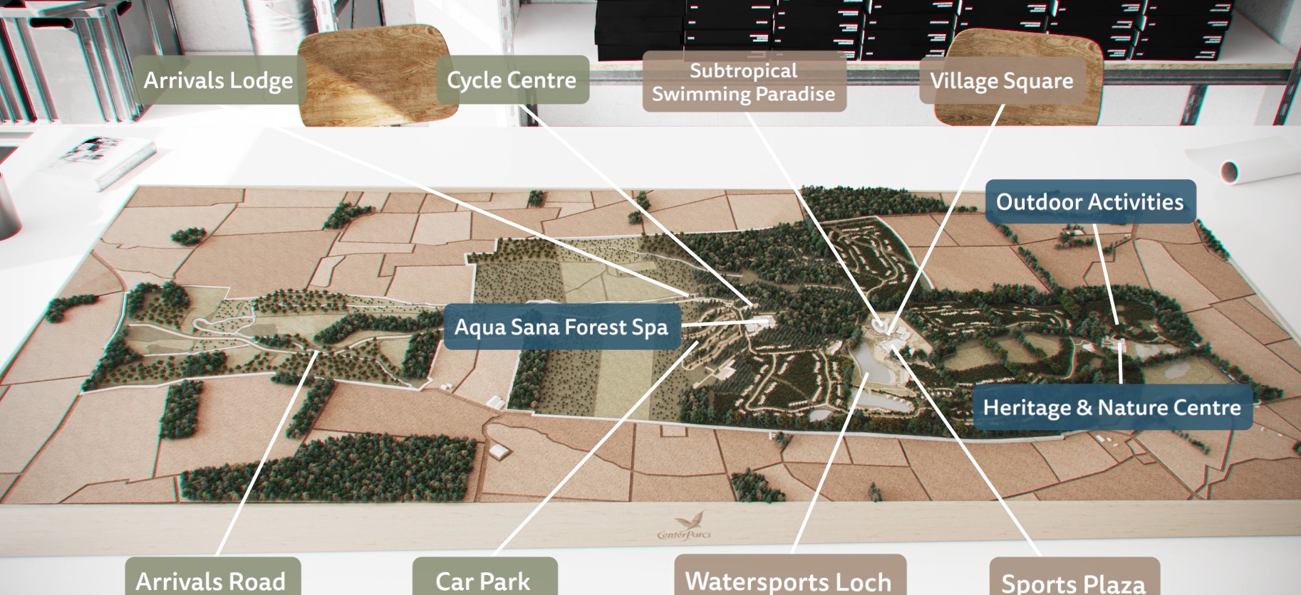 Center Parcs proposed Scottish village video flythrough